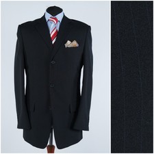 Striped Black Blazer 42L UK Size ANGELO LITRICO Mens Sport Coat Jacket