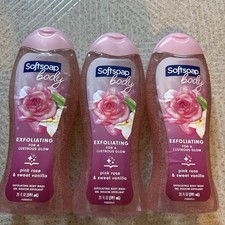 3 Pack Softsoap Exfoliating Body Wash, Pink Rose Sweet Vanilla, 20 oz each