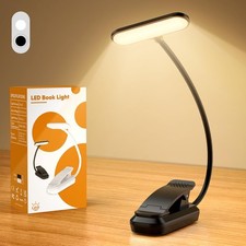 20 Led Book Light Clip On, USB Rechargeable Reading Light, Eye Caring 3 Color...