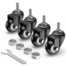 Casters Set of 4 Heavy Duty 2 Inch, Swivel Threaded Stem Caster Wheels with Lock