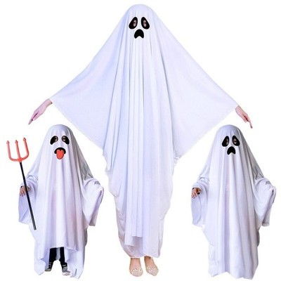 Halloween Cosplay Costume Cute Ghost Makeup Cloak Robe Outfit Kids Adult Party