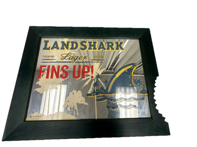 Landshark Lager Beer Mirror 24x30  Fins Up Shark Bite Frame Margaritaville