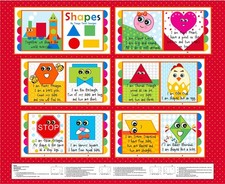 Blank Quilting - Story Time - 36" Shapes Fabric Book Panel - Red