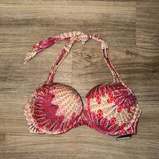 Victoria's Secret Swim Pink Orange Paisley Push Up Bikini Top 36C NWT