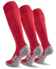 Soccer Socks 1/3/5 pairs Team Sport Knee High Socks for X-Small 3-pair Red