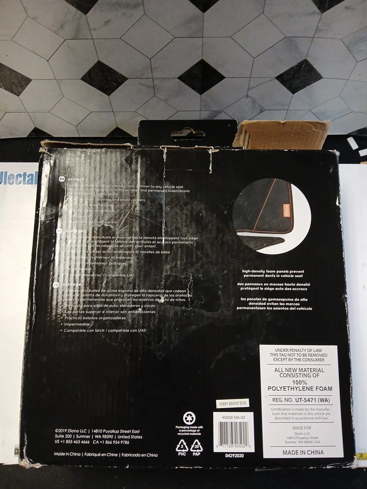 Diono Super Mat Car Seat Protector Infant, Booster Water Resistant Black, Red - Image 3 of 4