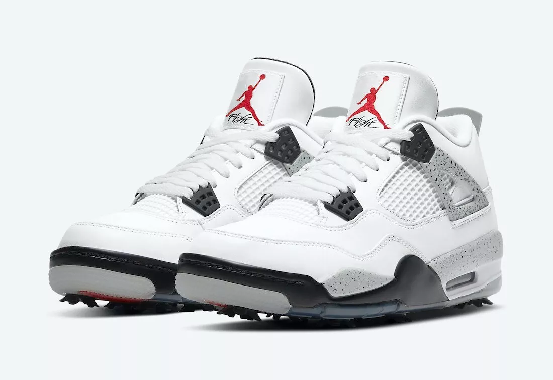 Nike Air Jordan IV 4 Retro Golf Shoes White Cement Black CU9981