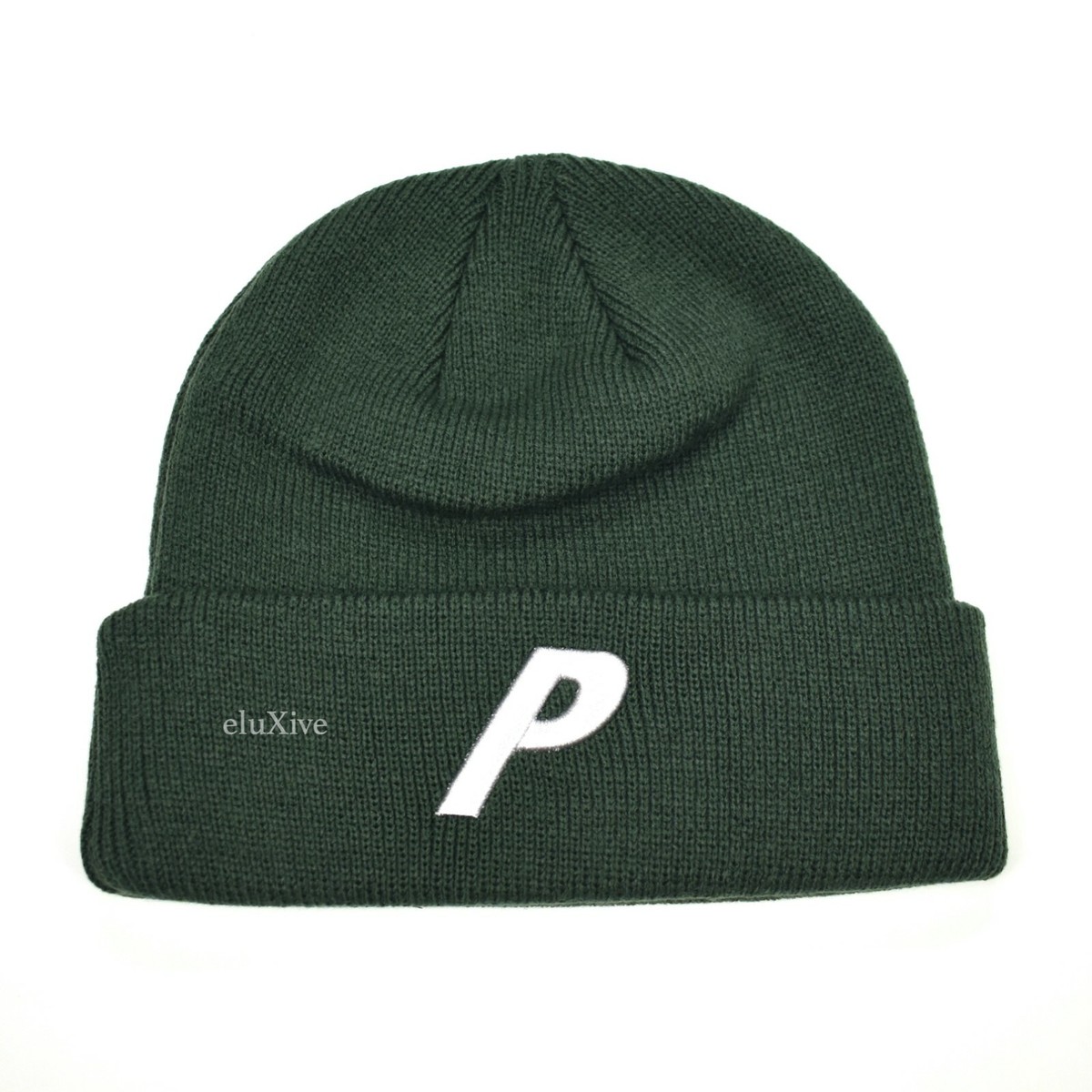 NWT Palace 3D P-Logo Beanie Olive Arcylic Rib Knit Hat Men's DS