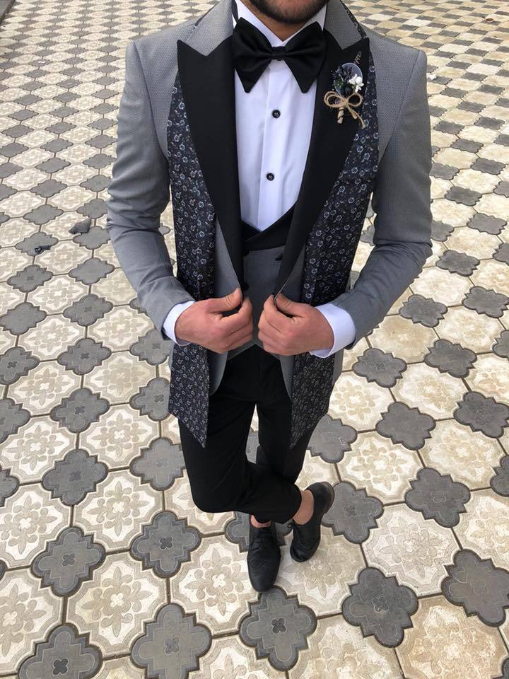 FIRST CLASS PLUS Grey Smoking Suit Mens Tailored Slim Fit Vest 44 image 5