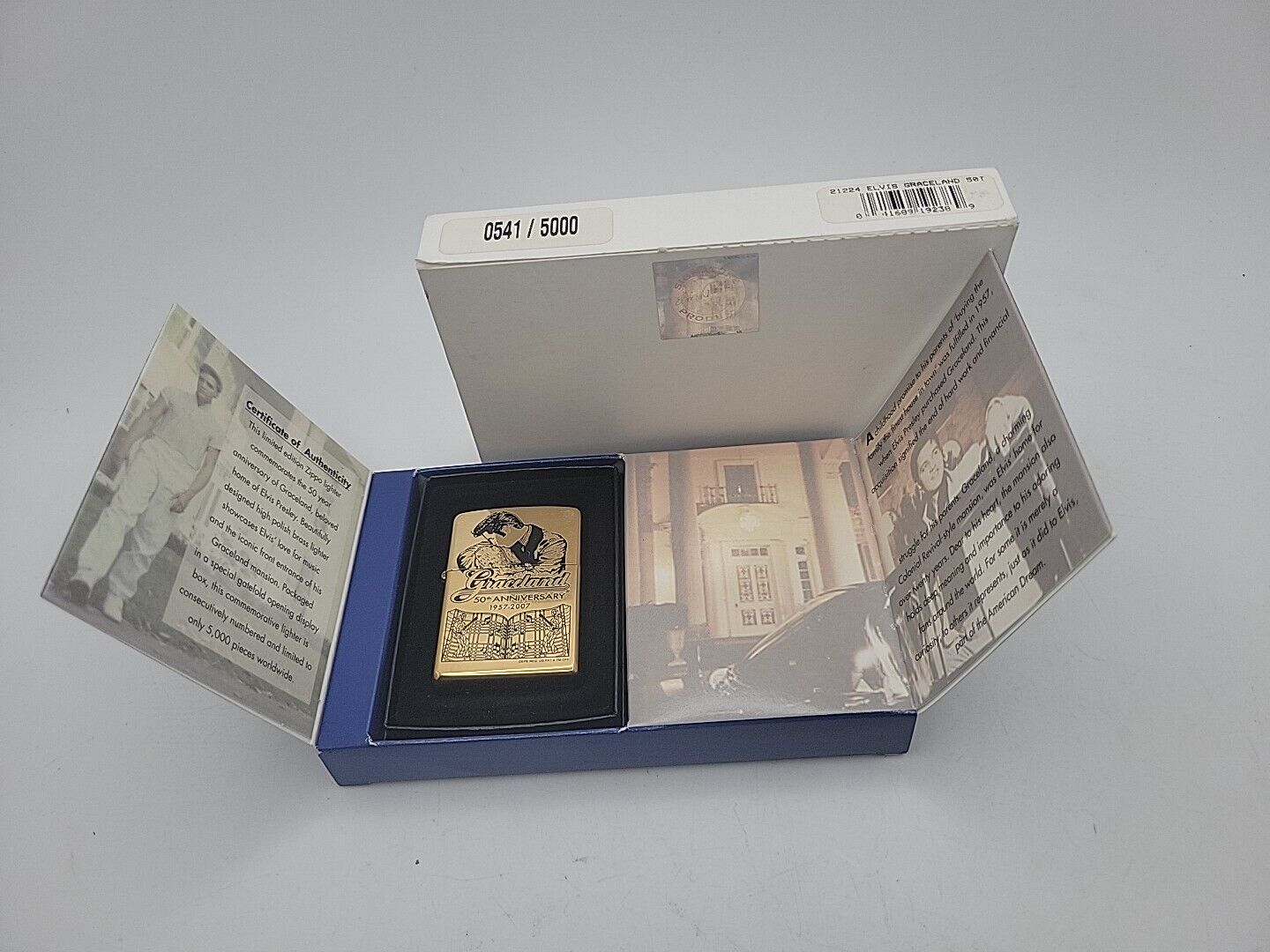 Vintage Unstruck Zippo 2007 Elvis Graceland 50th Anniversary 541 Out Of 5000