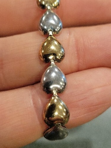 CUTE 925 STERLING SILVER HEARTS BRACELET 8.87g 7" - Picture 7 of 7