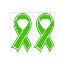 2 -2.25"x4"Lime Ribbon-LYMPHOMA Cancer Awareness-Vinyl Decal sticker cell iPhone