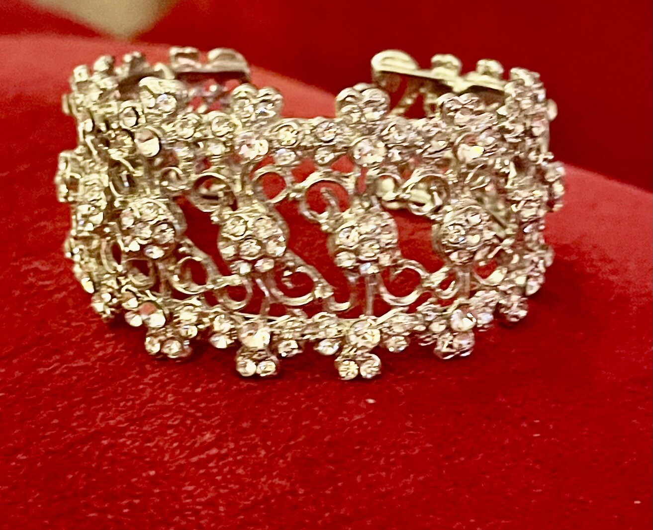 Silver 3 Layer Rhinestone Cuff - image 8