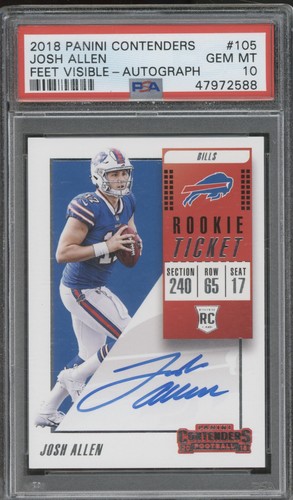 2018 Contenders Rookie Ticket Feet Visible Josh Allen RC Auto Gem Mint PSA 10