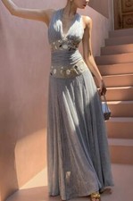 Fashion Women's Sequins Sexy V neck Evening Party Prom Gown banquet Long Dress