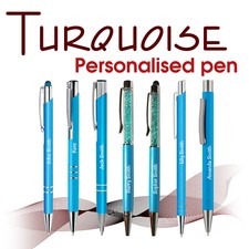 Personalised metal pen TURQUOISE Christmas Teacher gift School leavers Wedding