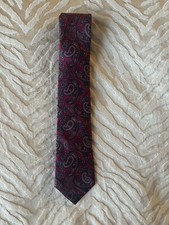 Vintage Envoy Mens Neck Tie Paisley Burgundy Blue White Classic Made In USA