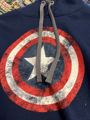 Marvel Mad Engine Captain America Shield Pull Over Men’s Small RARE OOP - Picture 3 of 6