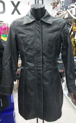 Used Conbipel Women Woman Black Leather Jacket Size 48 PGC303PI