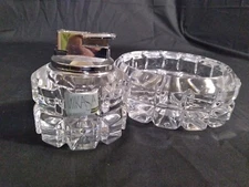 Mikasa Germany Crystal Reflections 2-Piece Lighter & Ashtray Set - Block Design