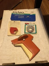 Dymo 1780 Label Maker Vintage Orange 3/8 1/4 Unopened Roll Red & Cloth Tape