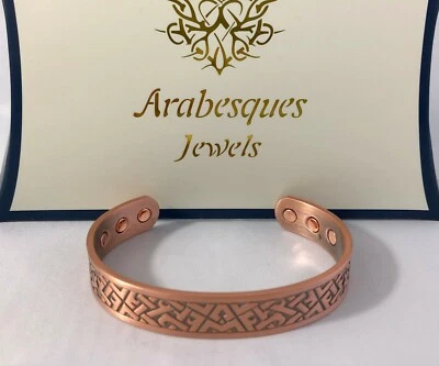 ARABESQUES JEWELS TOP QUALITY MENS ABSTRACT DESIGN HEALING COPPER MAGNETIC BANGLE/BRACELET AJMB
