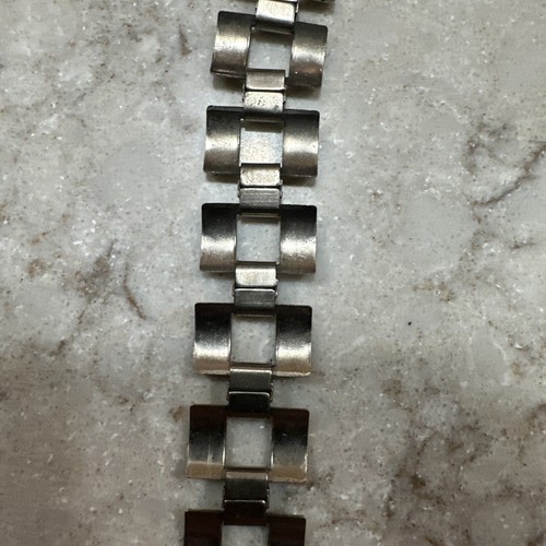 Collana girocollo maglia catena quadrata tono argento 15" vintage! - Foto 3 di 4