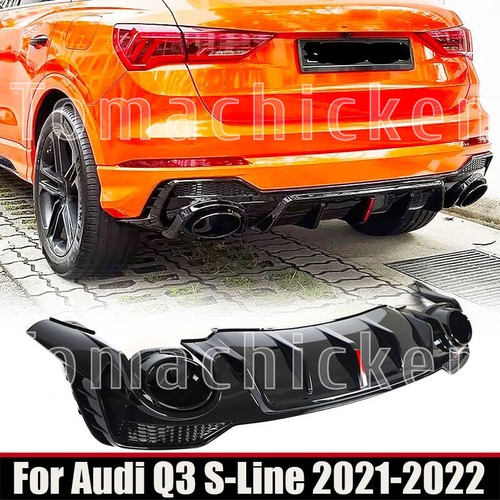 For Audi Q3 S-Line 2021-2022 Rear Bumper Diffuser Lip w/Exhaust Tips ...