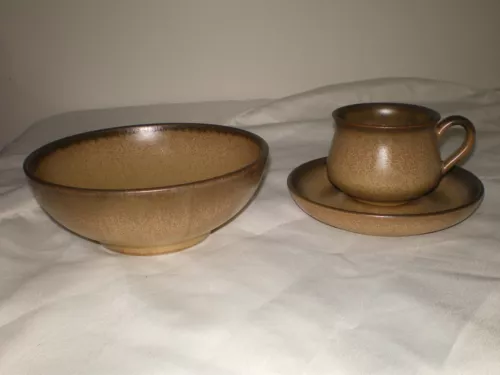 VERY NICE DENBY-Brown Langley Romany 6.5" Cereal Bowl Cup Teacup Saucer
