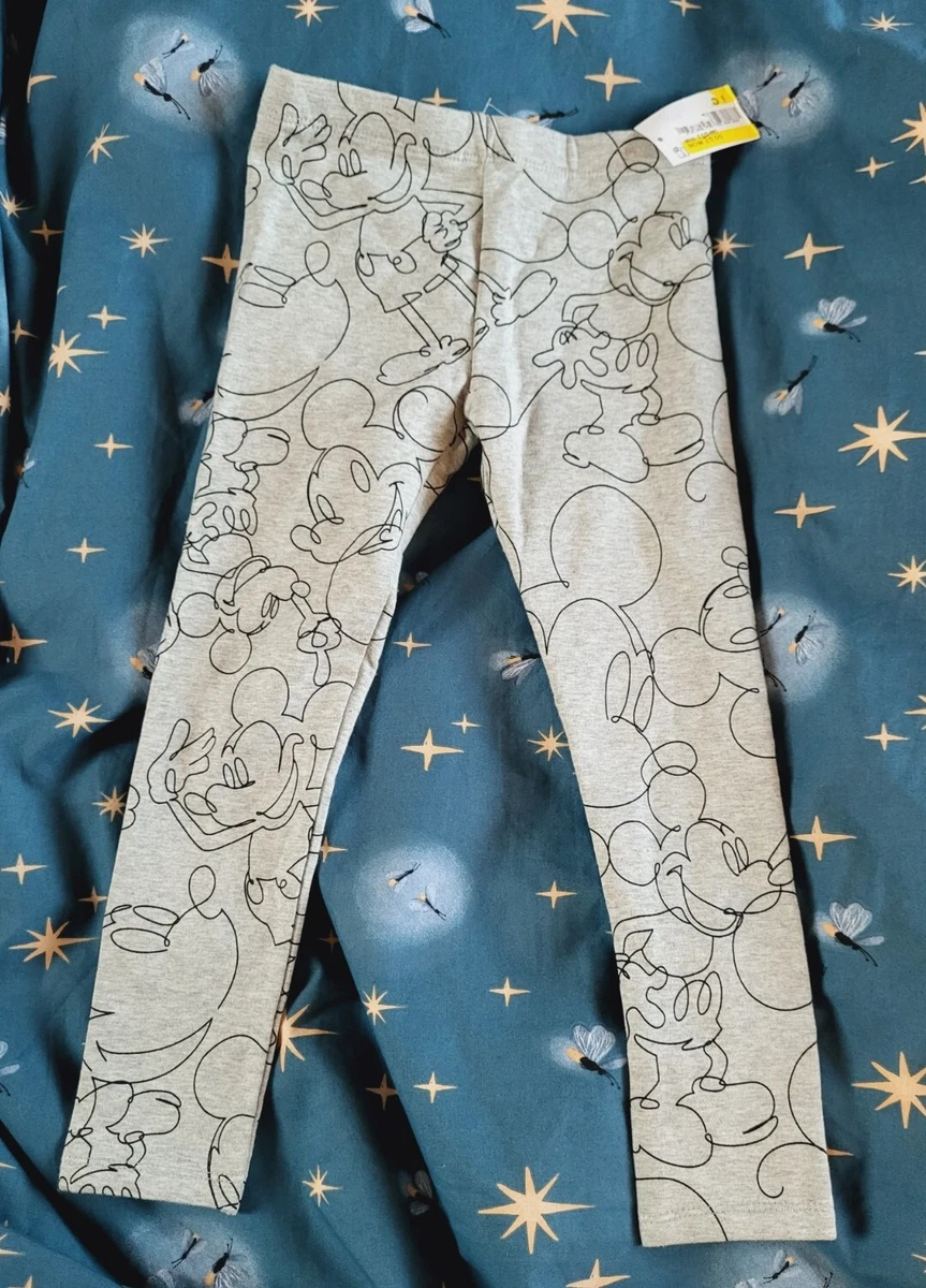 F&F @ Tesco Grey Disney Mickey Mouse Thick Warm Leggings NWT 4-5