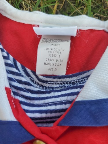 Vtg Beaux Age Girls Size 5 Polka Dot Dress W/ Jacket Red Blue White USA Nautical - Picture 4 of 8