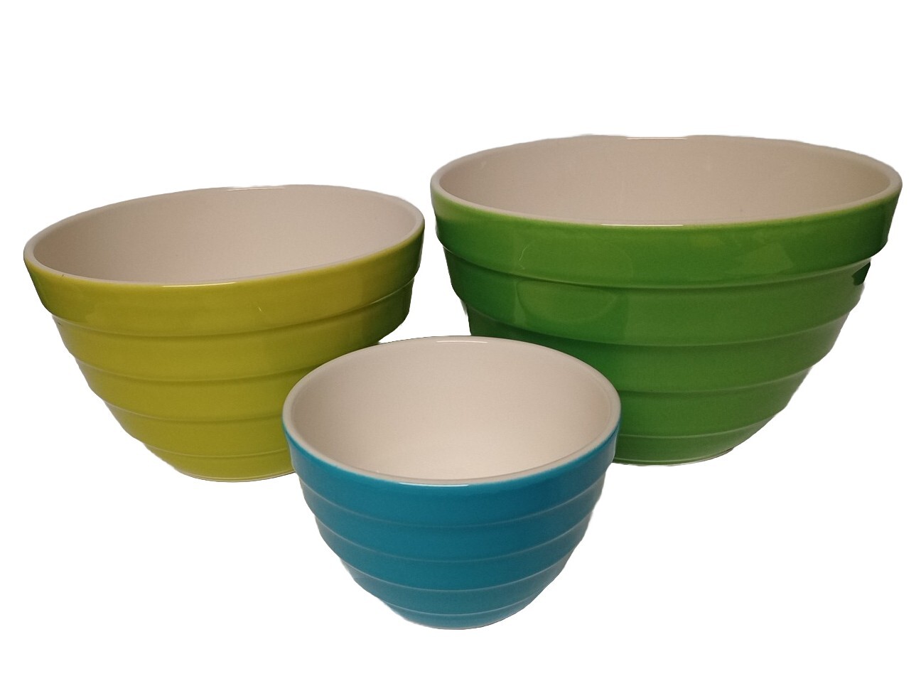 Crate & Barrel Parker Pastel Ribbed Nesting Mixing Bowl Set of 3