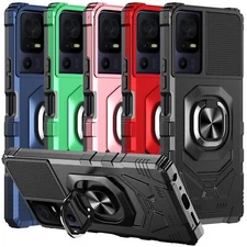 For TCL 40 SE Phone Case Metal Ring Magnetic Support Kickstand Cover