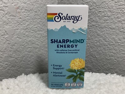 Solaray SharpMind Energy 30 VegCaps ~ Energy Support ~ Mental Alertness ~