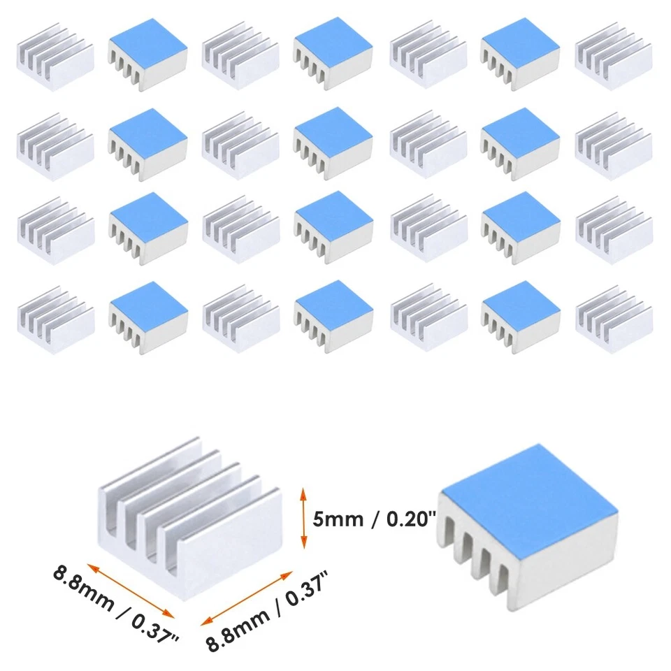 10/30/50pcs 8.8x8.8x5mm Aluminium Heatsink Thermal Tape Assembled for CPU,IC,LED - Image 3 of 4