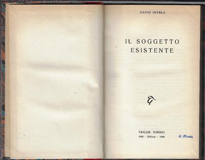 Invrea, David..IL SOGGETTO ESISTENTE
