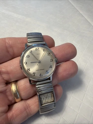 Vintage 1972 Timex Marlin - Manual Wind - Silver Tone Needs Work