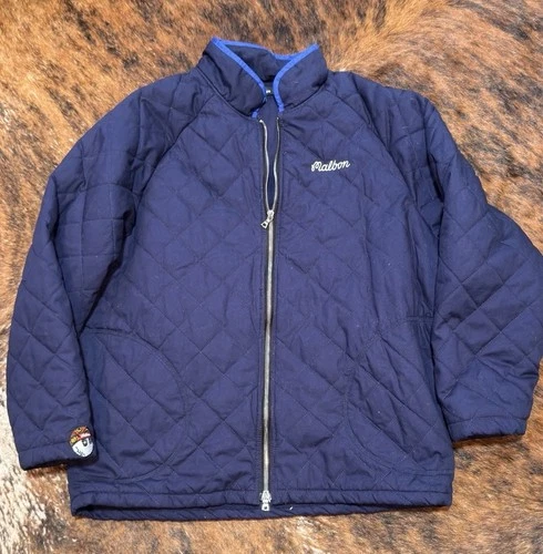 Malbon Golf Wiz Quilted Full Zip Up Jacket Navy Blue Buckets Logo Men's Large - product listing photo