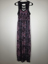 Free People Black Sheer Slit Maxi Boho Whimsigoth Dress