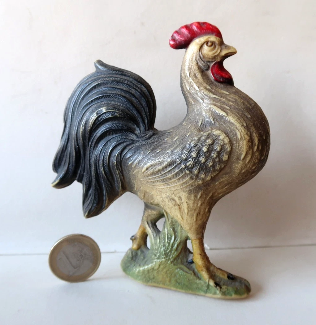 Figurines Anciennes Animaux De La Ferme En Céramique Et Terre Cuite – Vache Et Poule