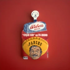 Antique Butter-Nut Bread Cisco Kid on TV-Radio Pancho Ad Lapel Tab, Pin-Back