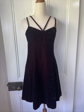 Vintage Y2K ABS suit size 10 Black/Purple Velvet Mini Slip Dress Made in New Zea