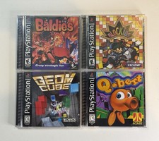 4 Puzzle Game PS1 Lot; Qbert, Geom Cube, Baldies, Blockids; All CIB Complete