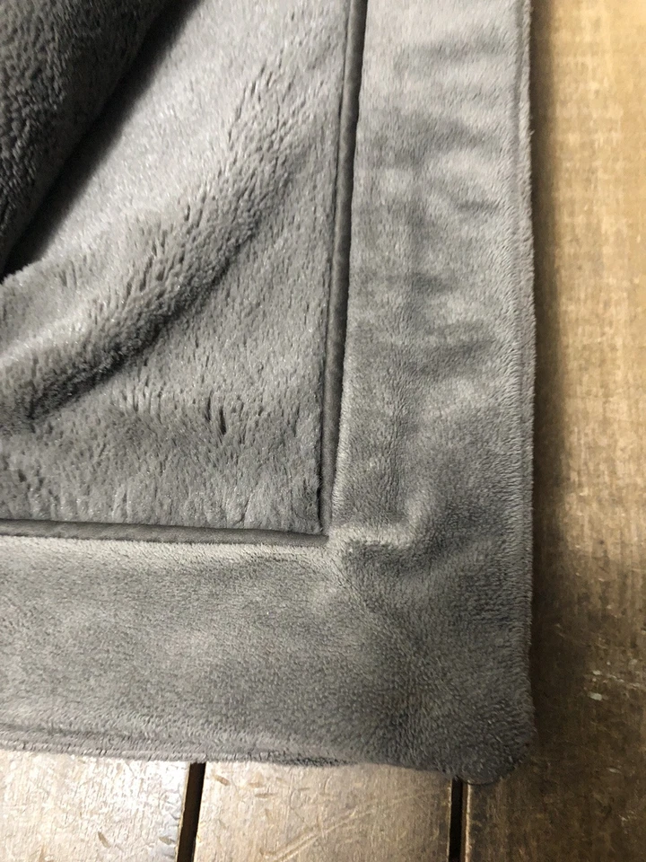 Restoration Hardware Throw Blanket Plush Gray Reversible Faux Fur 45x65" NWOT - Image 4 of 4