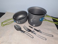NEW! 5pc Camping Cook Set Aluminum Pot Pan Utensils Outdoor Hiking Backpacking