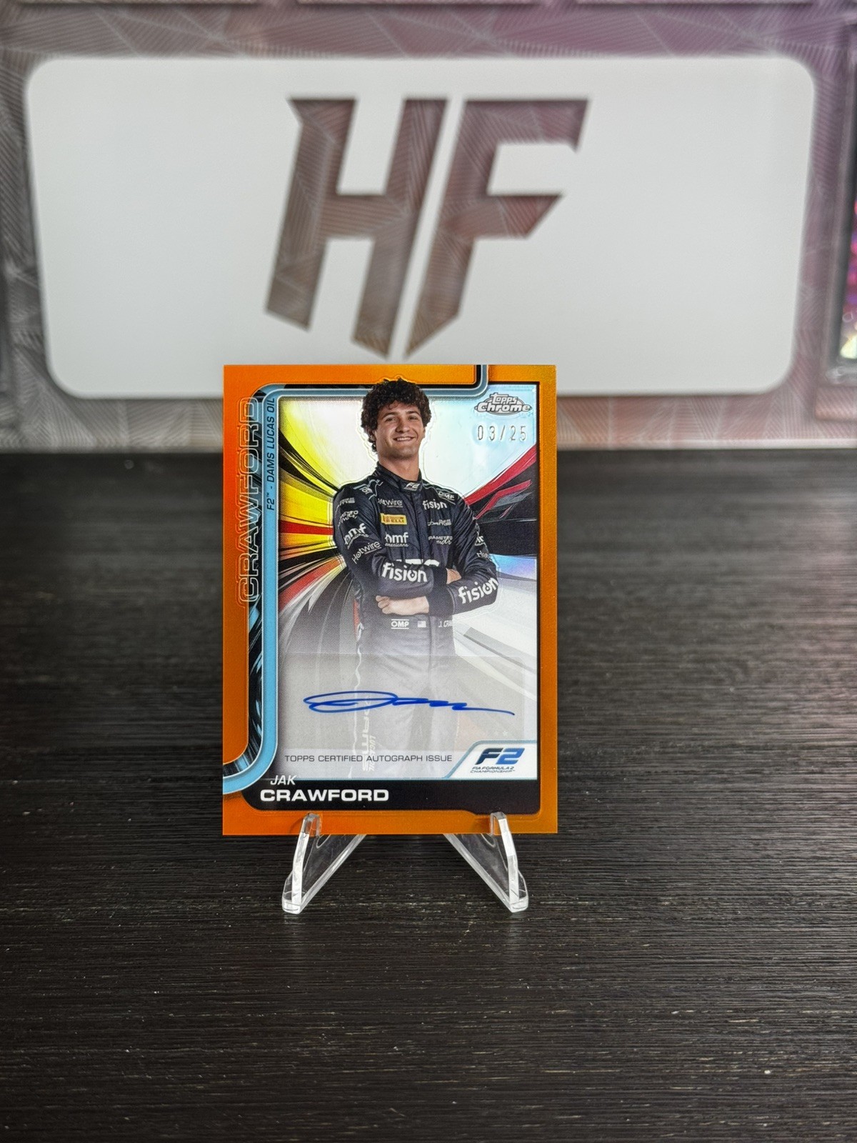 2025 Topps Chrome Formula 1 Jak Crawford F2 Auto Orange Refractor /25 #CAC-CRA