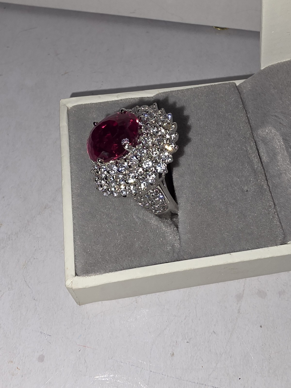 .925 Sterling Silver Lab Created Ruby with CZ Siz… - image 3