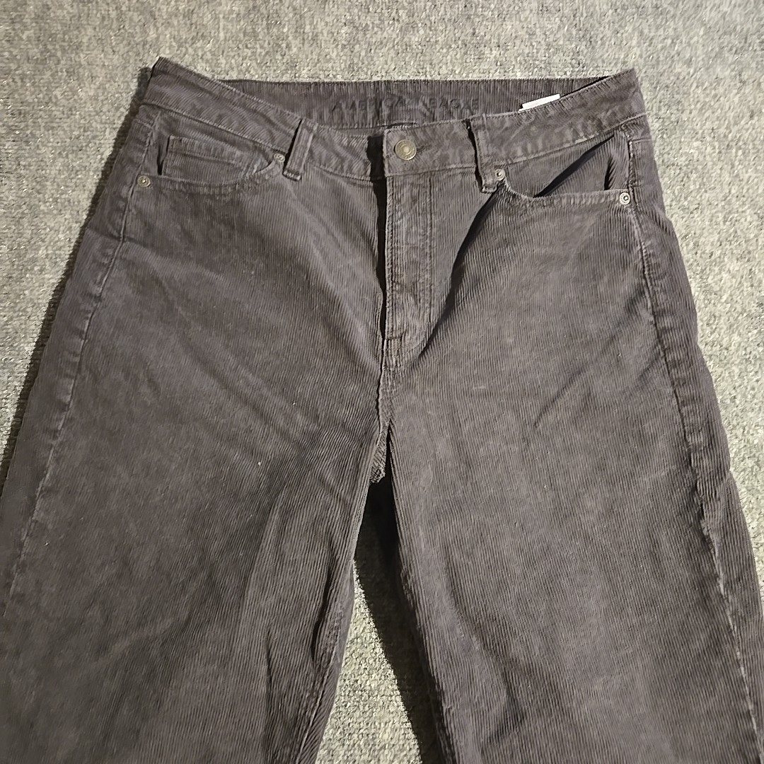 American Eagle Corduroy Pants Womens Size 10 Long Gray Button Zip