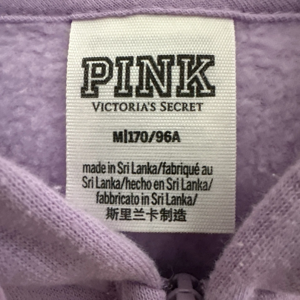 Victoria's Secret ROSA Sudadera con Capucha Estrás Logo Bling Púrpura Cremallera Completa Talla M Foto 3 de 4