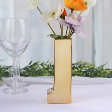 GOLD 6" Ceramic J Symbol Flower VASE Table Centerpiece Party Events Decorations